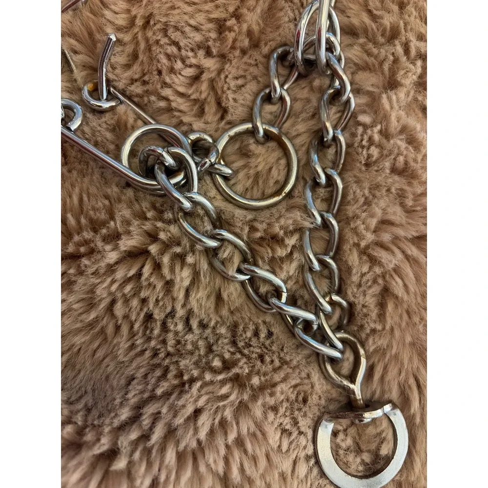 Silver Metal Prong Dog Training Collar Martingale Chain Link Heavy Duty 18 Inch